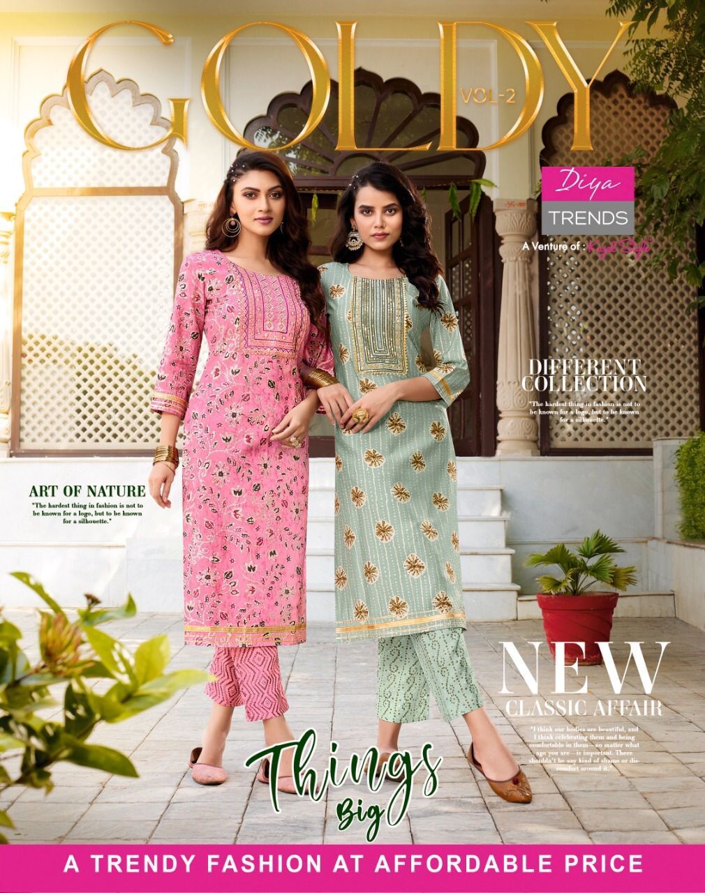 Diya Trends Goldy Vol 2 Fancy Ethnic Wear Wholesale Kurtis With Bottom Catalog